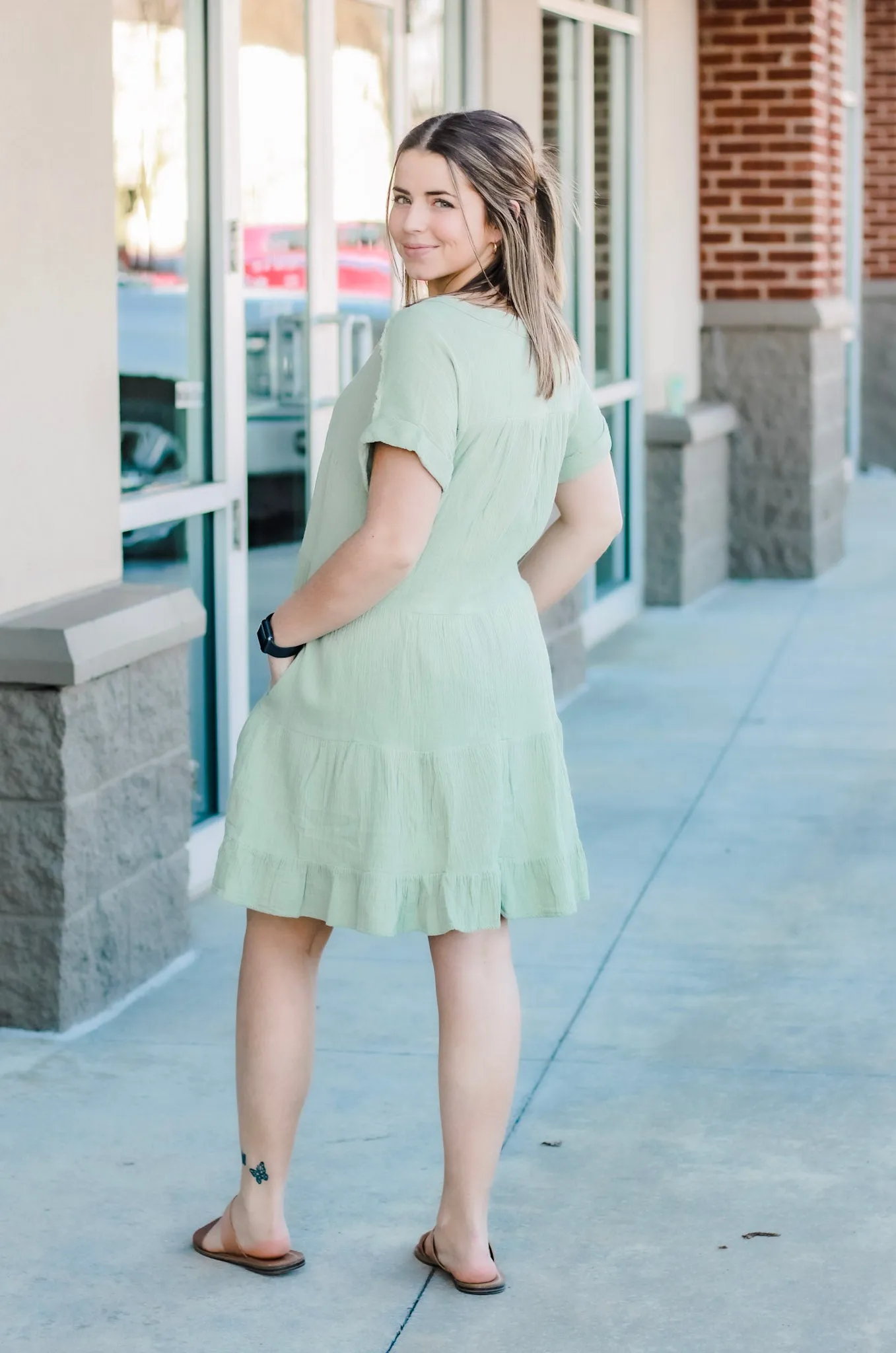 Go Back Home Dress in Sage