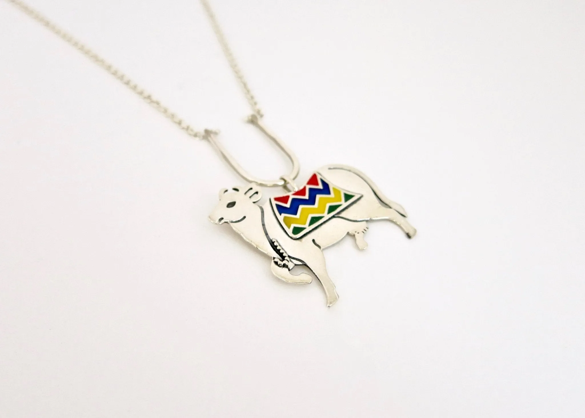 Gorgeous, enamel 'gau' (cow) necklace