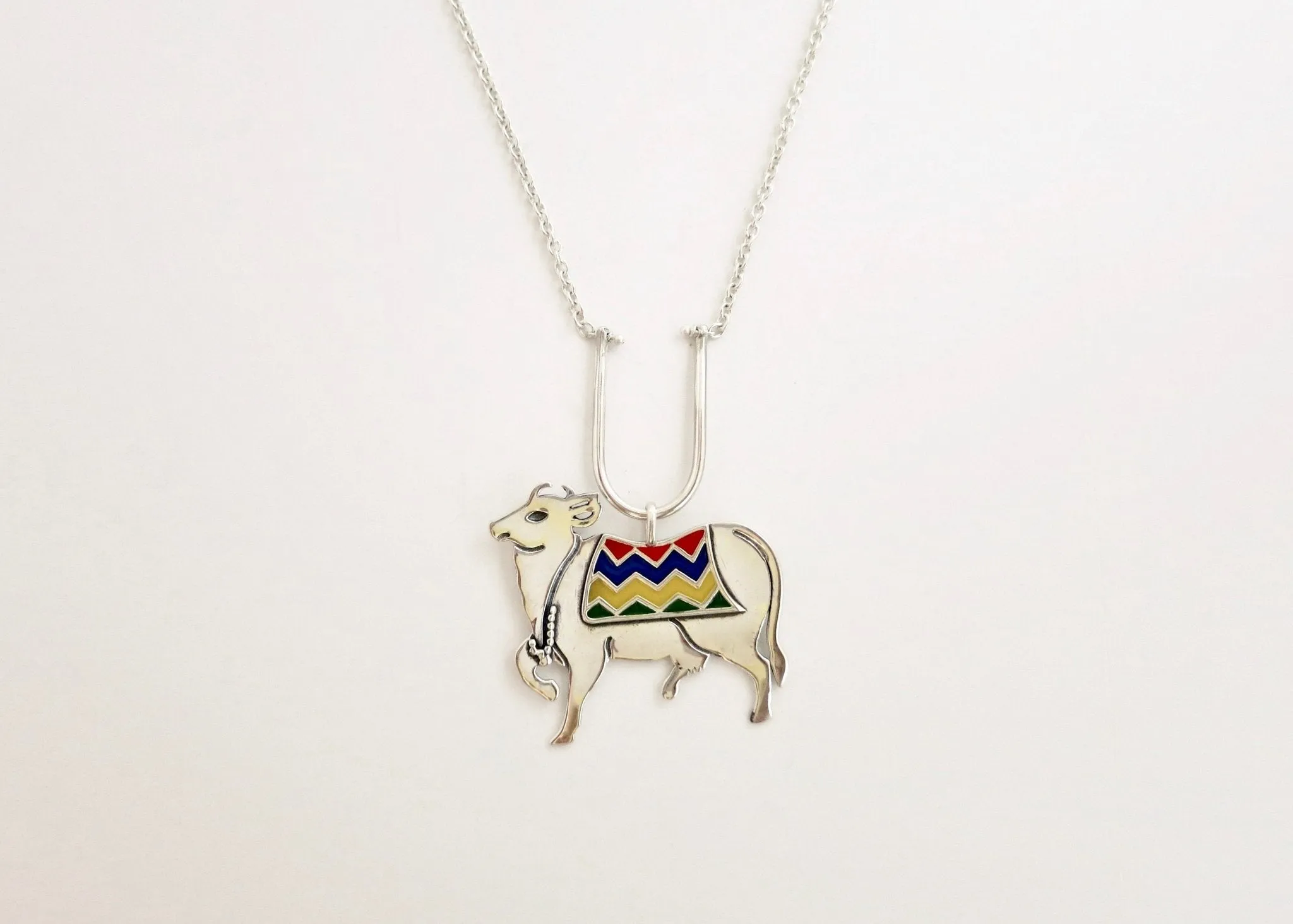 Gorgeous, enamel 'gau' (cow) necklace