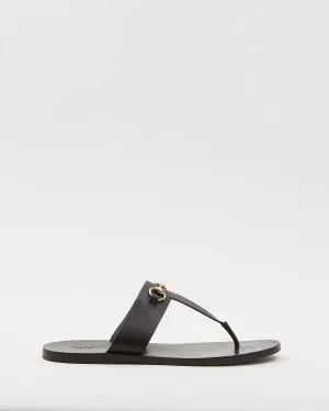 Gucci Black Leather Horsebit Sandal - 39