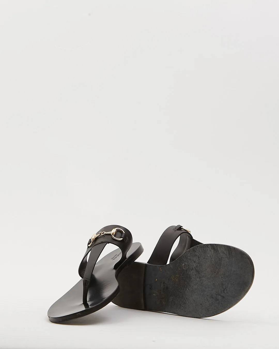 Gucci Black Leather Horsebit Sandal - 39