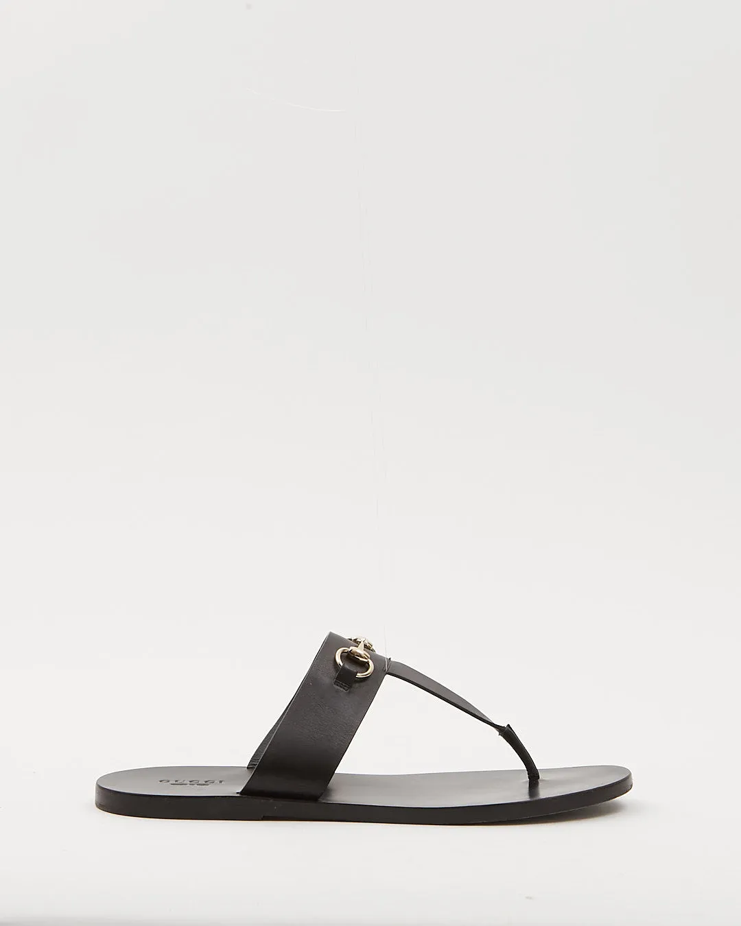 Gucci Black Leather Horsebit Sandal - 39