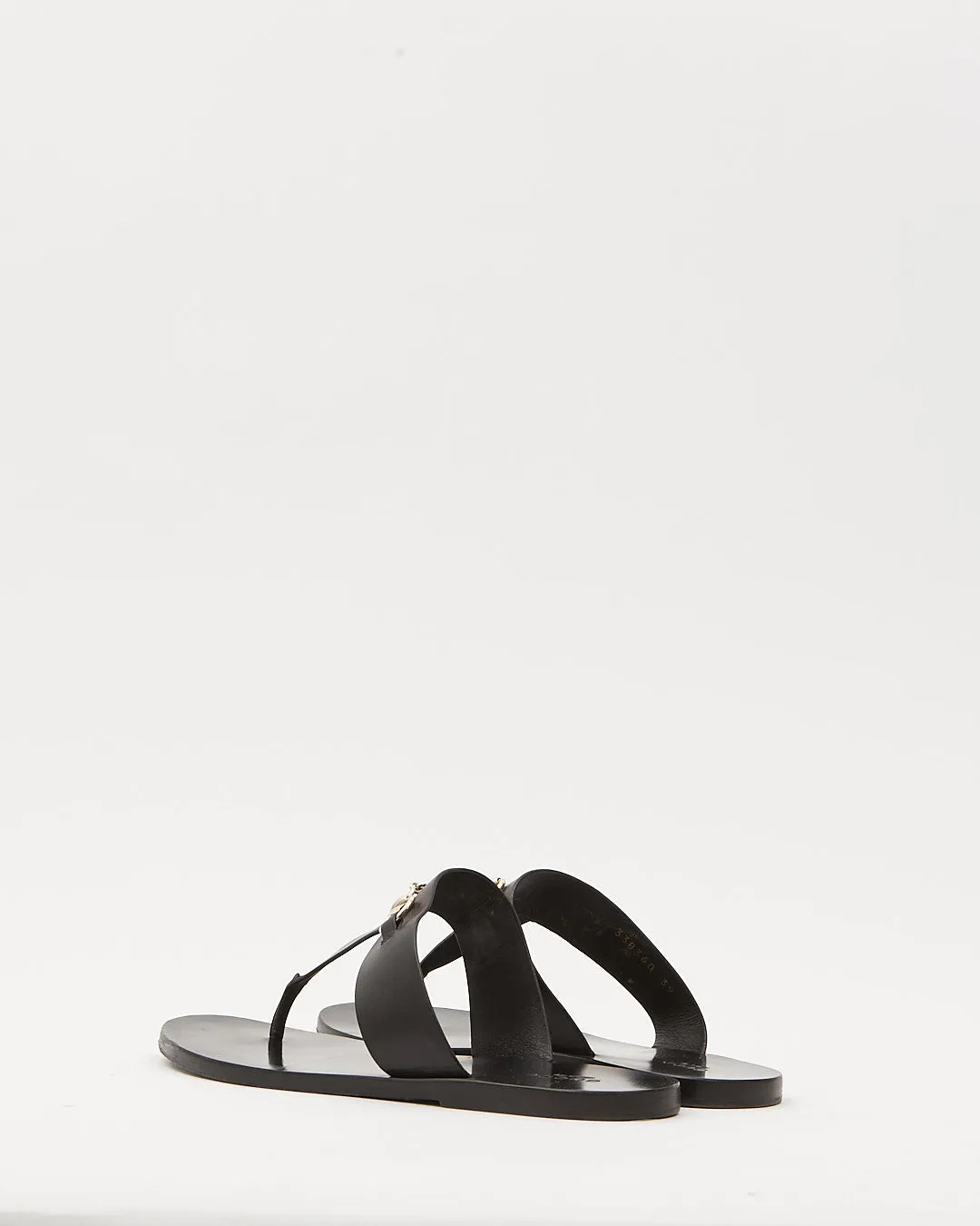 Gucci Black Leather Horsebit Sandal - 39