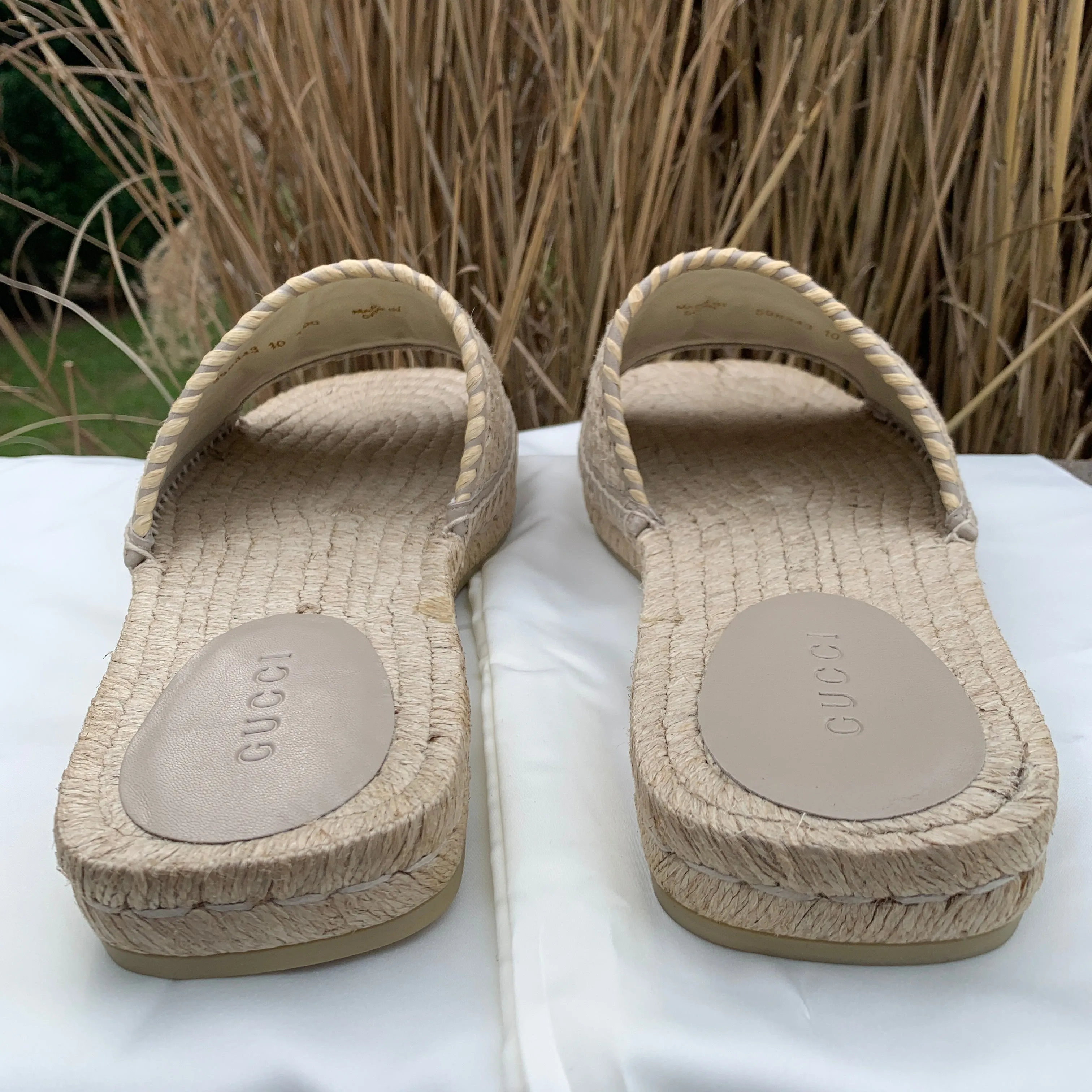 Gucci GG Juta Multi Twisted Woven Slides in Beige