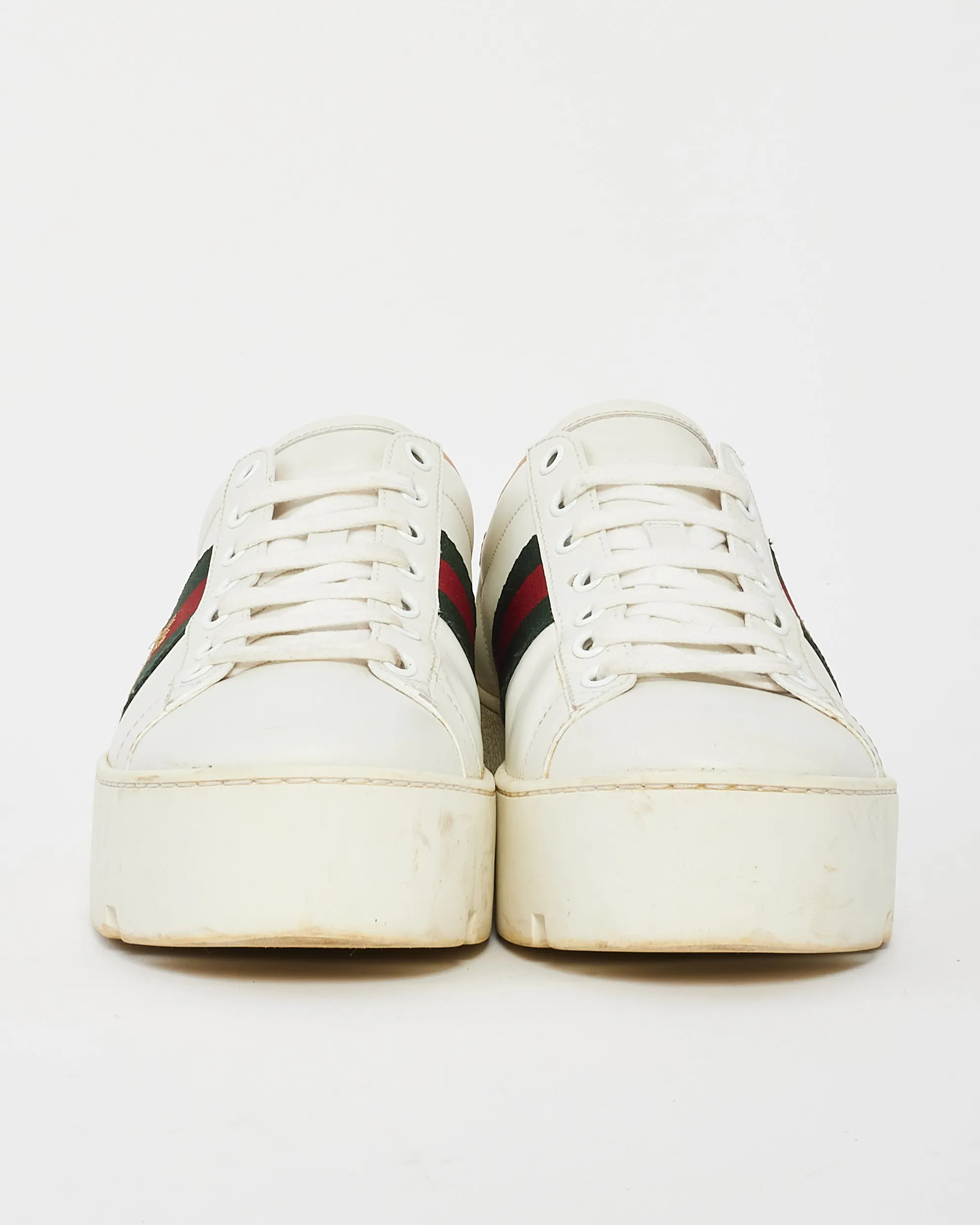 Gucci White Leather Ace Platform Sneaker - 37.5