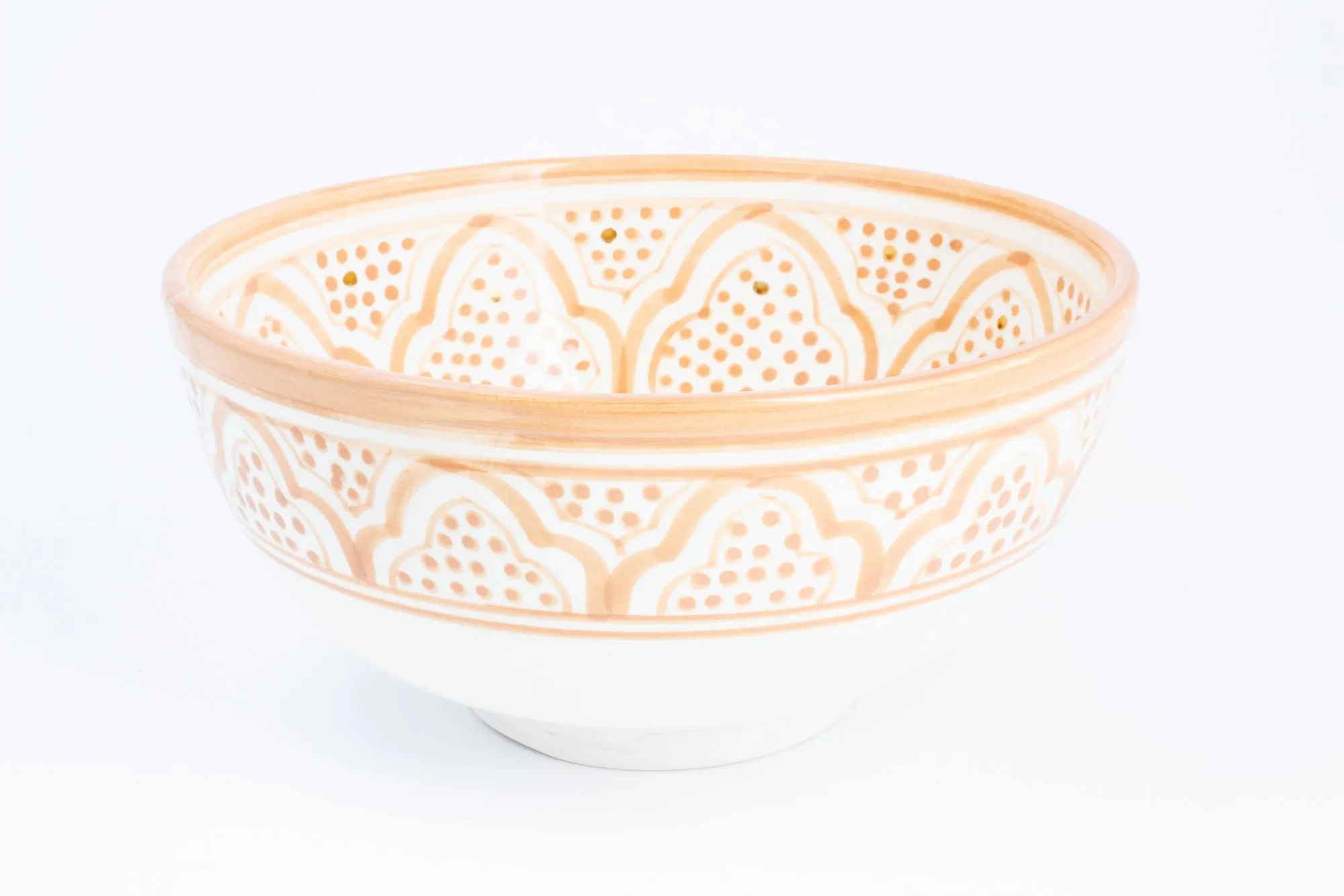 Handmade Nude Zwak Glazed Moroccan Bowl with 12K Gold Accent - Large