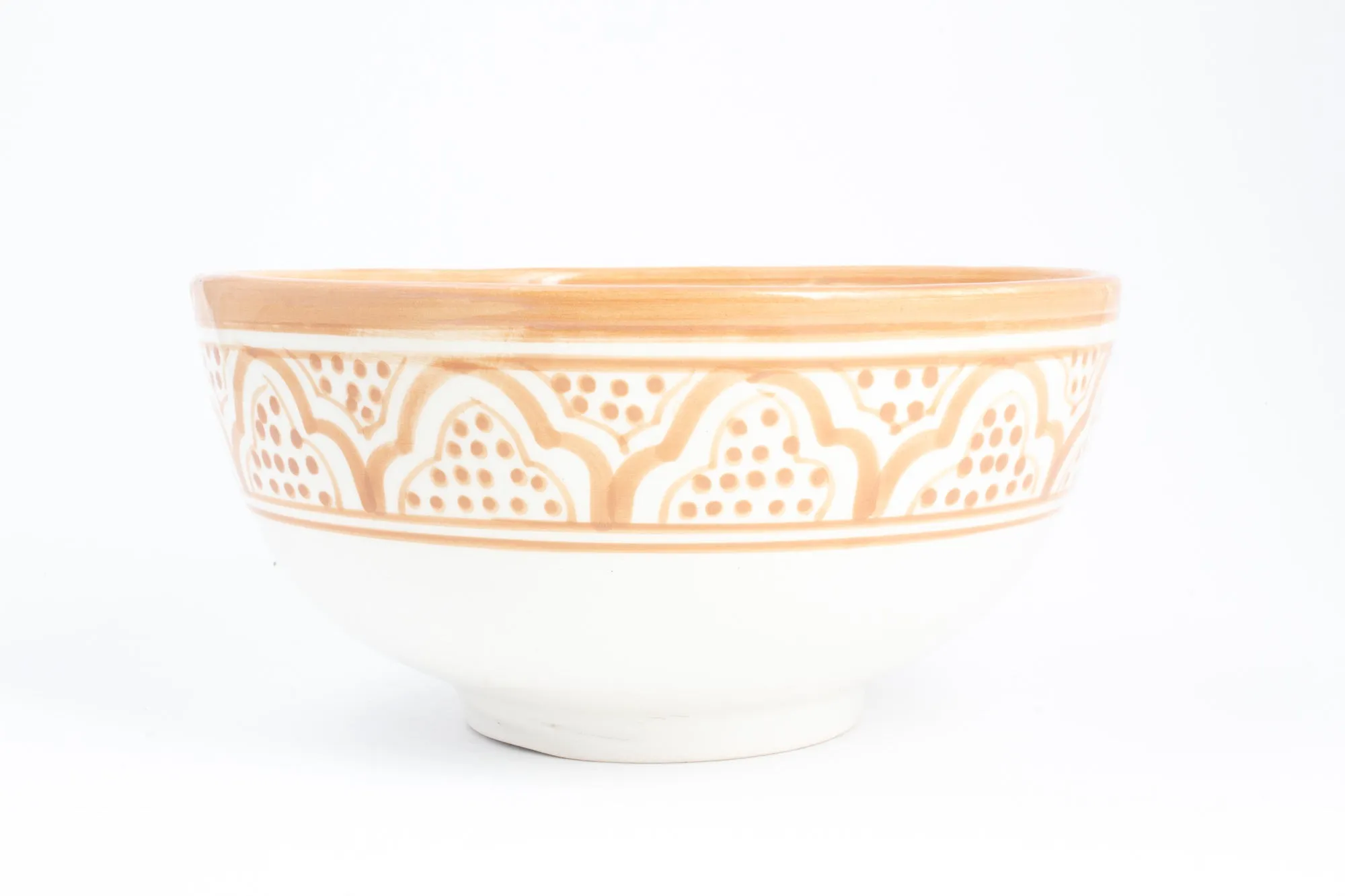 Handmade Nude Zwak Glazed Moroccan Bowl with 12K Gold Accent - Large