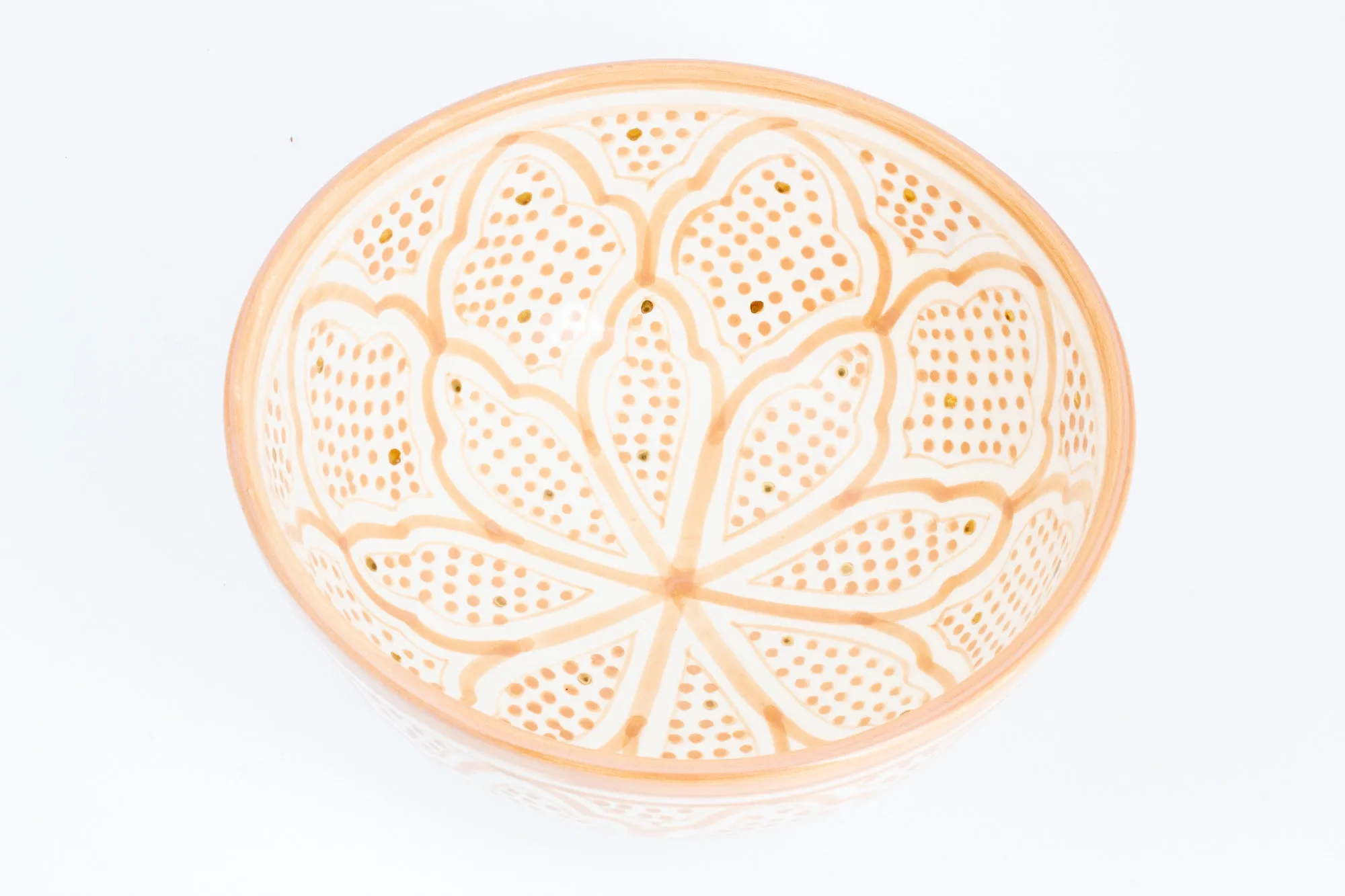 Handmade Nude Zwak Glazed Moroccan Bowl with 12K Gold Accent - Large