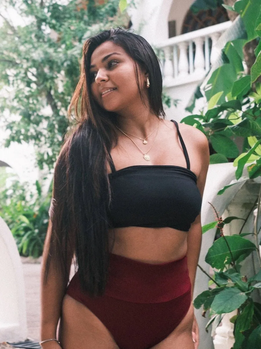 Haut de Bikini Bandeau avec Bretelles Amovibles Sunny - Noir