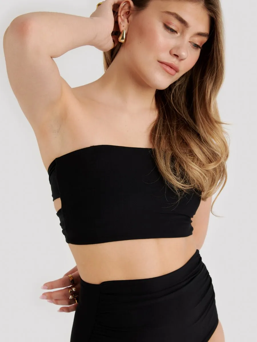Haut de Bikini Bandeau avec Bretelles Amovibles Sunny - Noir