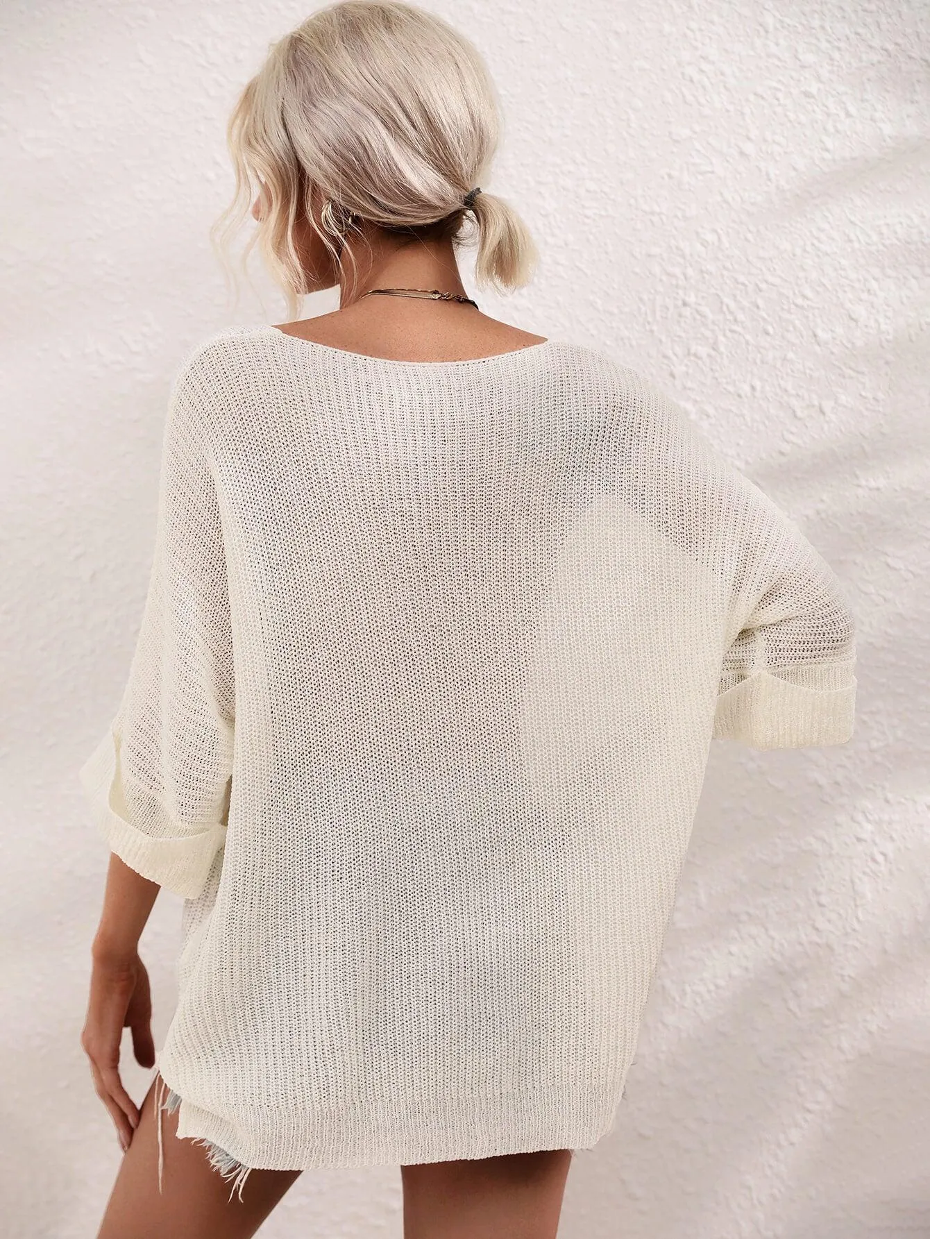 Hazel Blues® | Boat Neck Cuffed Sleeve Slit Tunic Knit Top