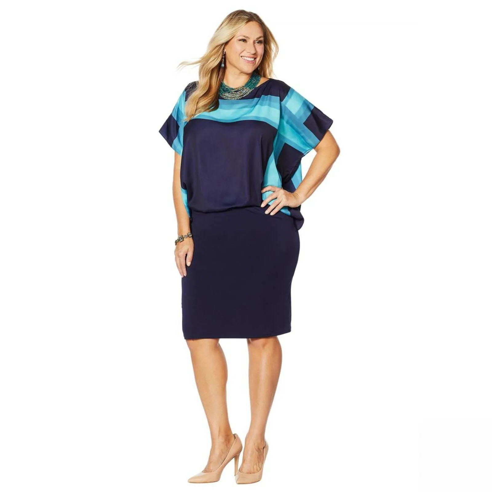 Heidi Daus Women's Plus Size Exceptionally Chic Boat Neck Dress