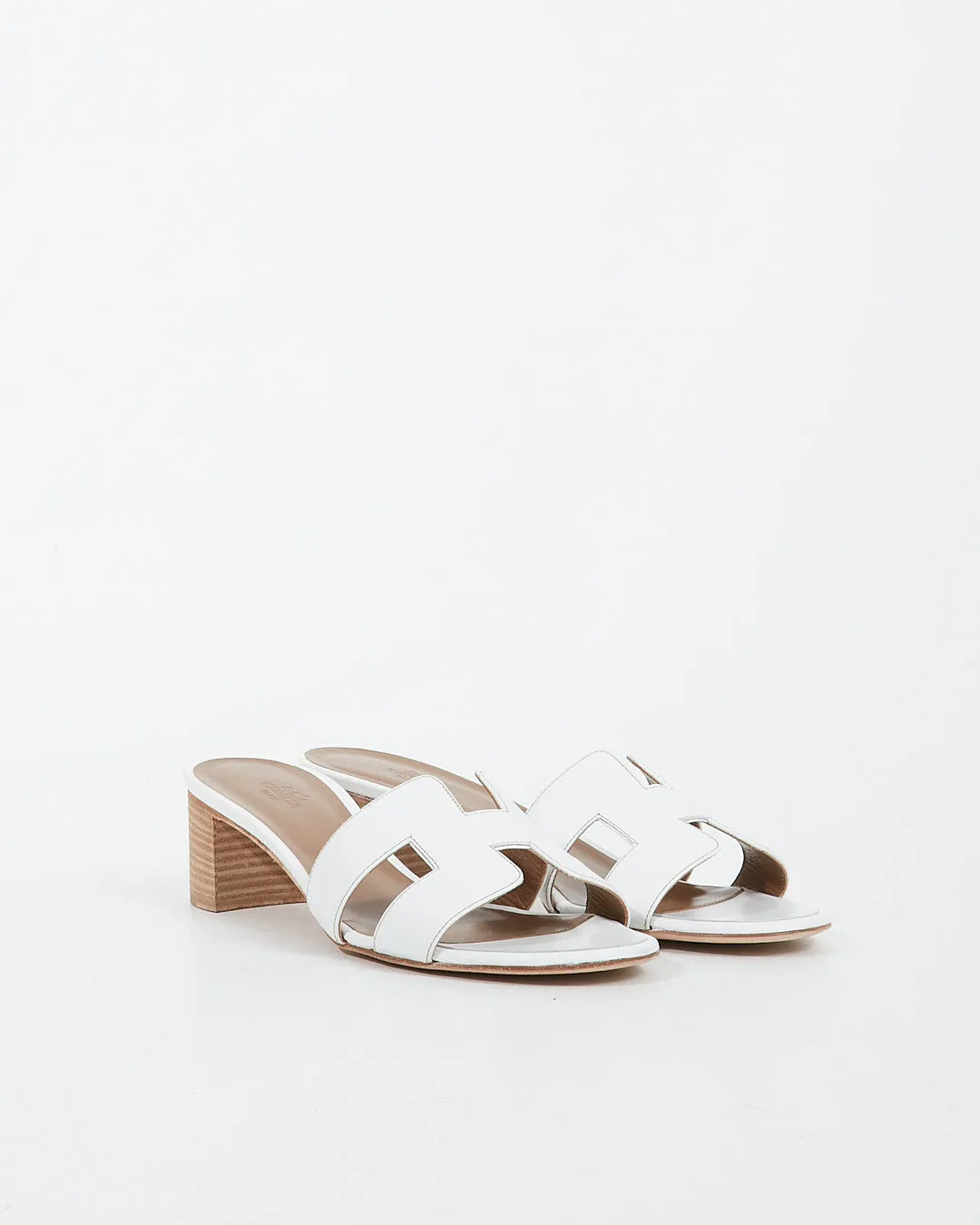 Hermes White Swift Leather Oasis Sandal Heel - 41