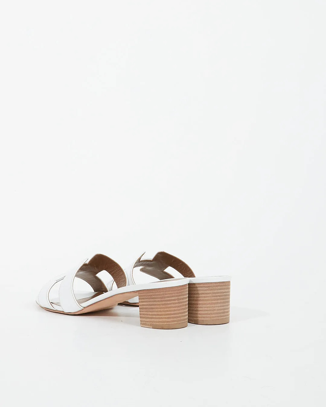 Hermes White Swift Leather Oasis Sandal Heel - 41