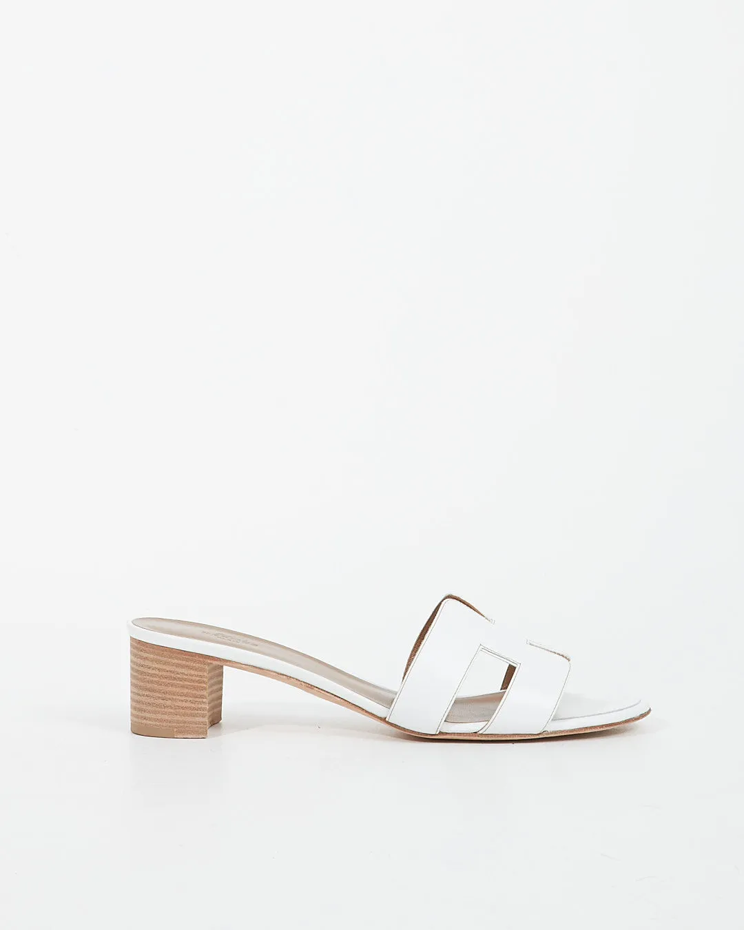 Hermes White Swift Leather Oasis Sandal Heel - 41