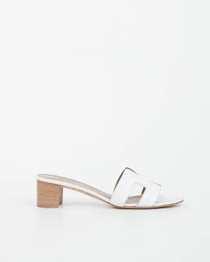 Hermes White Swift Leather Oasis Sandal Heel - 41