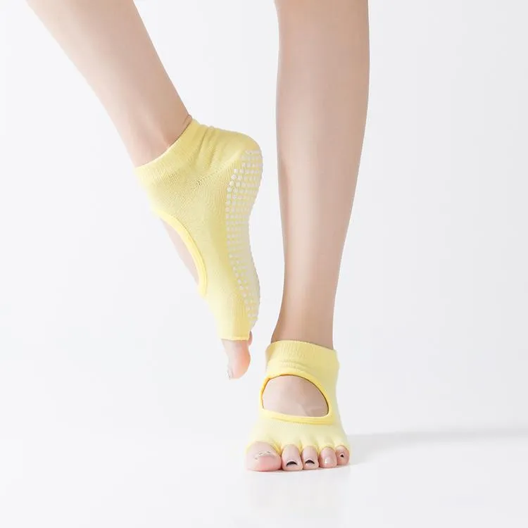 HJ Non-Slip Open Toe Backless Dispensing Yoga Socks