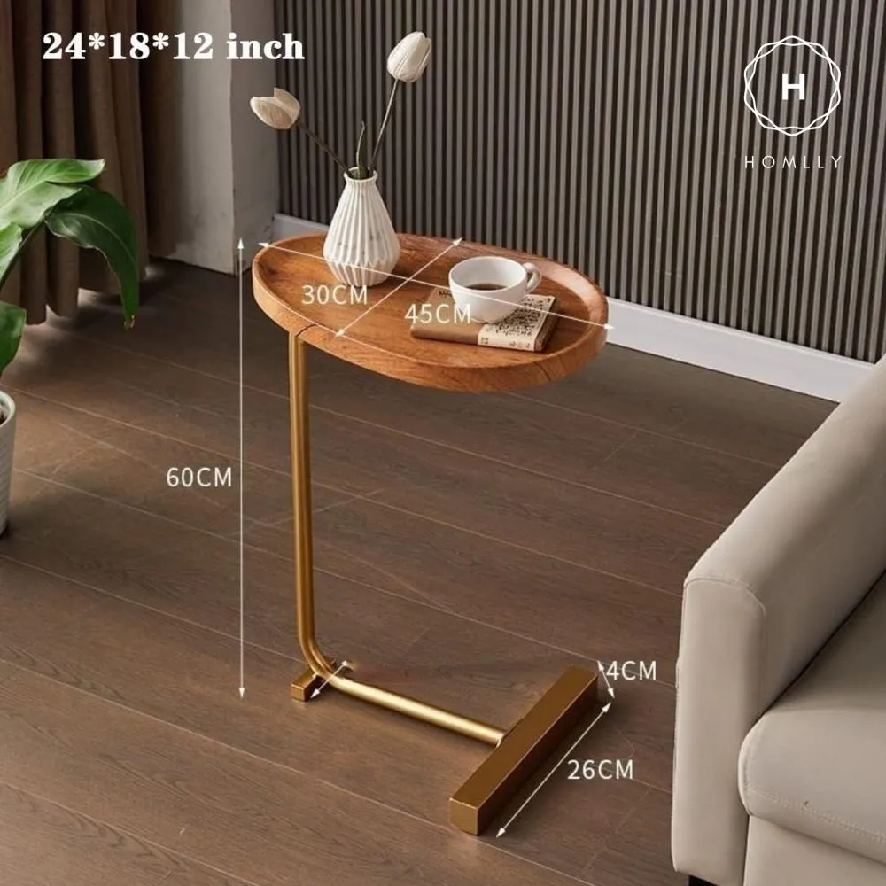Homlly C-Shaped Minimalist Table Side Sofa Table
