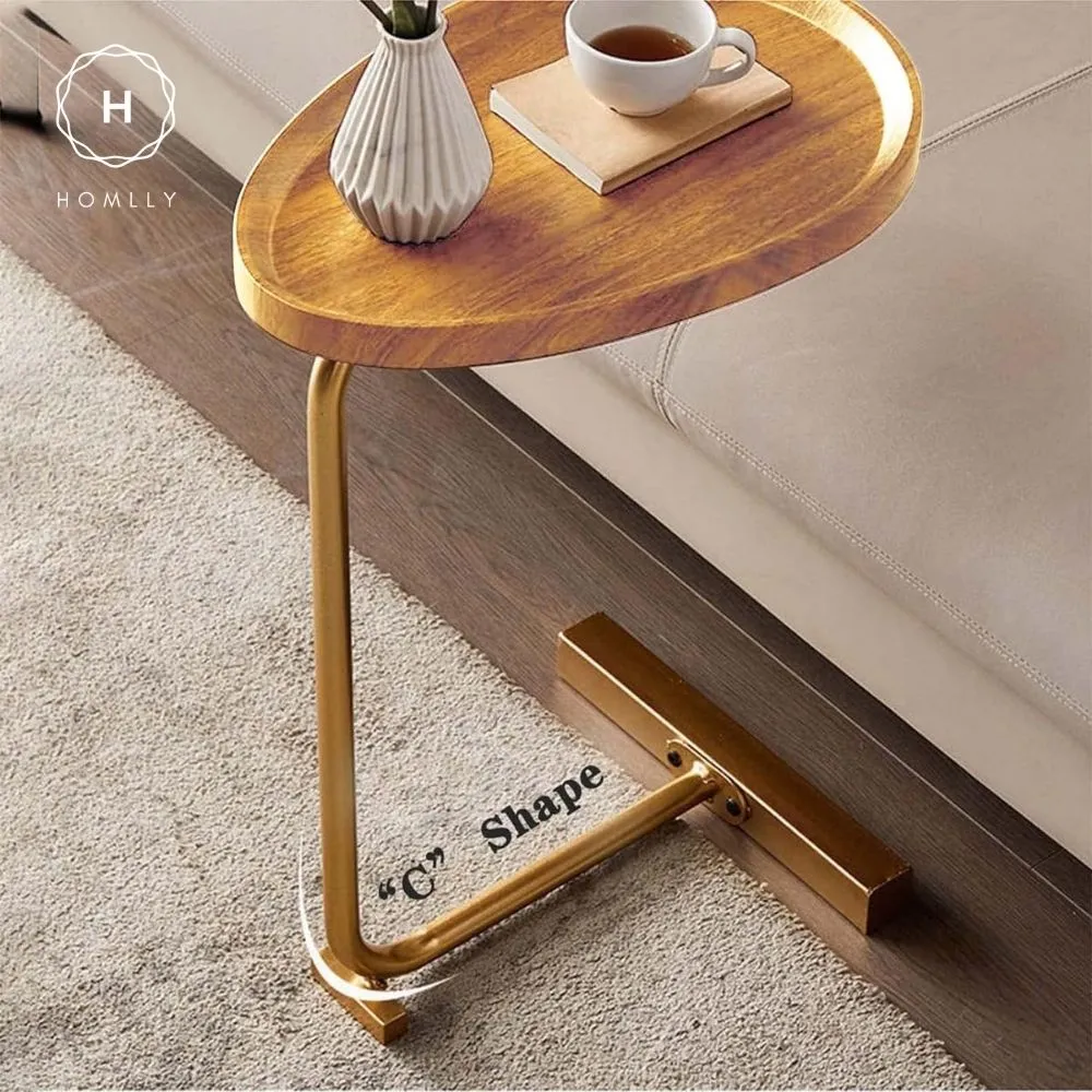 Homlly C-Shaped Minimalist Table Side Sofa Table