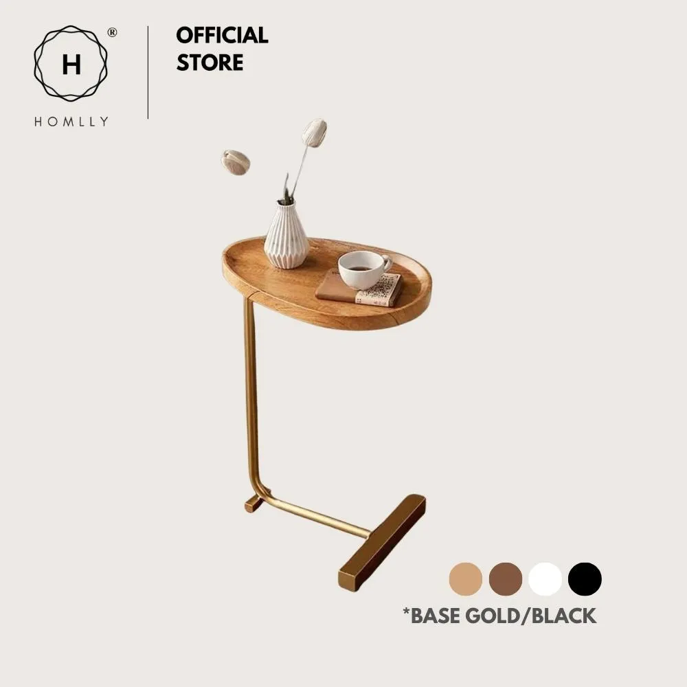 Homlly C-Shaped Minimalist Table Side Sofa Table