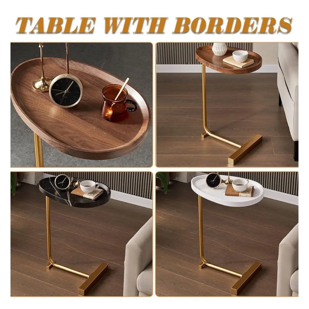 Homlly C-Shaped Minimalist Table Side Sofa Table