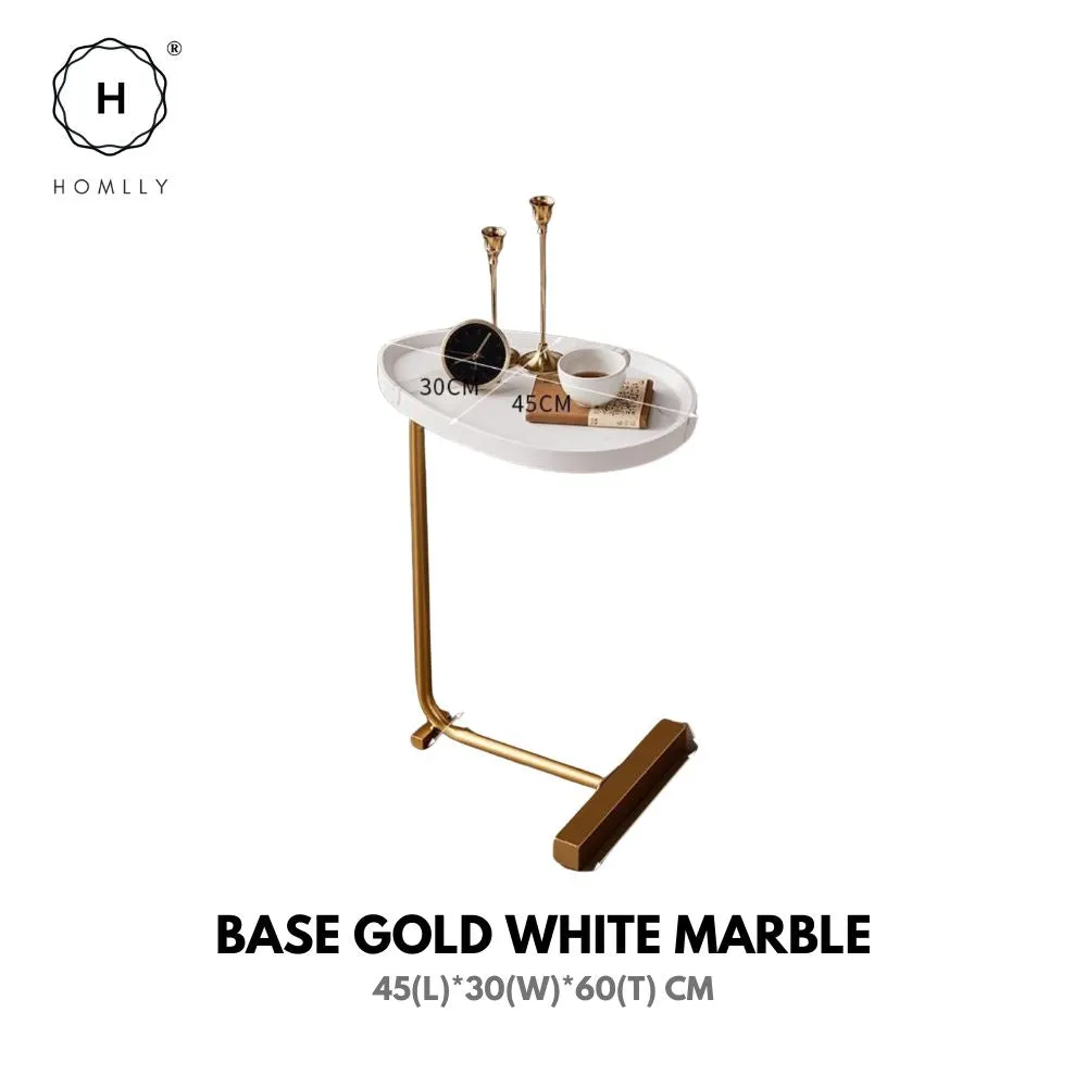 Homlly C-Shaped Minimalist Table Side Sofa Table