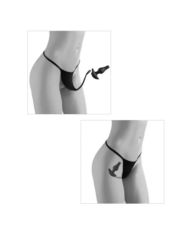 Hookup Panties Remote Bow-Tie Bikini - Black - Small - Large