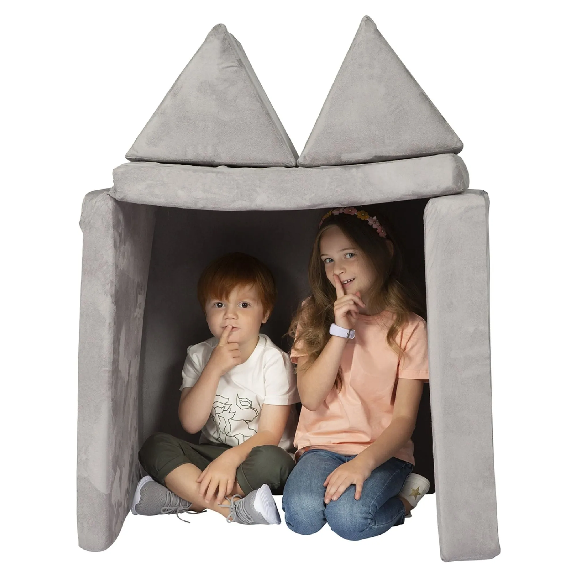 Huddle Customizable Kids Play Foam Couch, Grey, 4 Pieces, for Toddlers Ages 2  - new