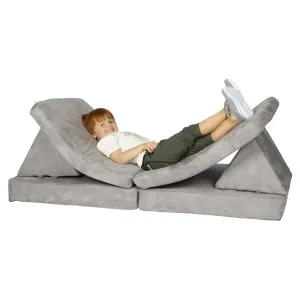 Huddle Customizable Kids Play Foam Couch, Grey, 4 Pieces, for Toddlers Ages 2  - new