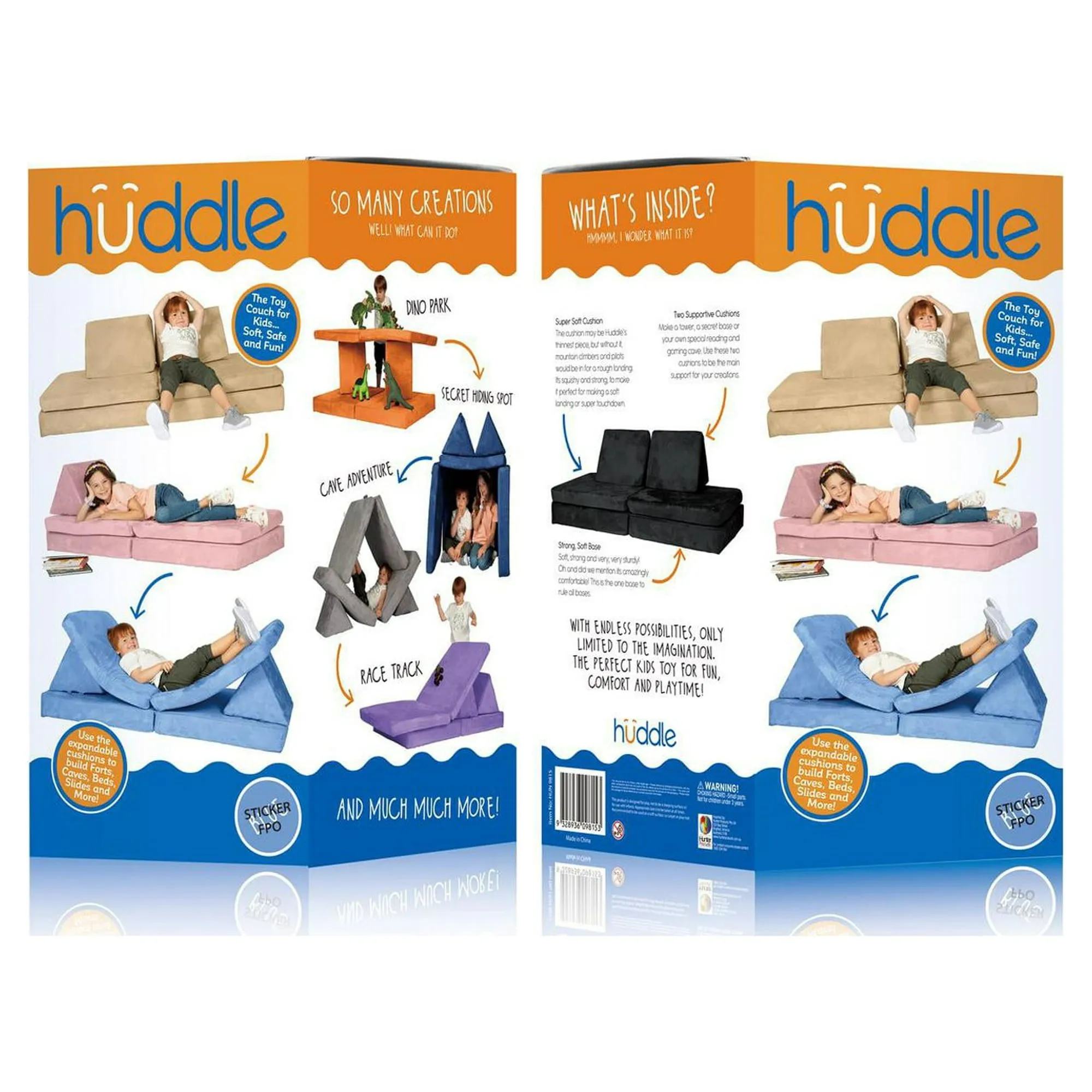 Huddle Customizable Kids Play Foam Couch, Grey, 4 Pieces, for Toddlers Ages 2  - new