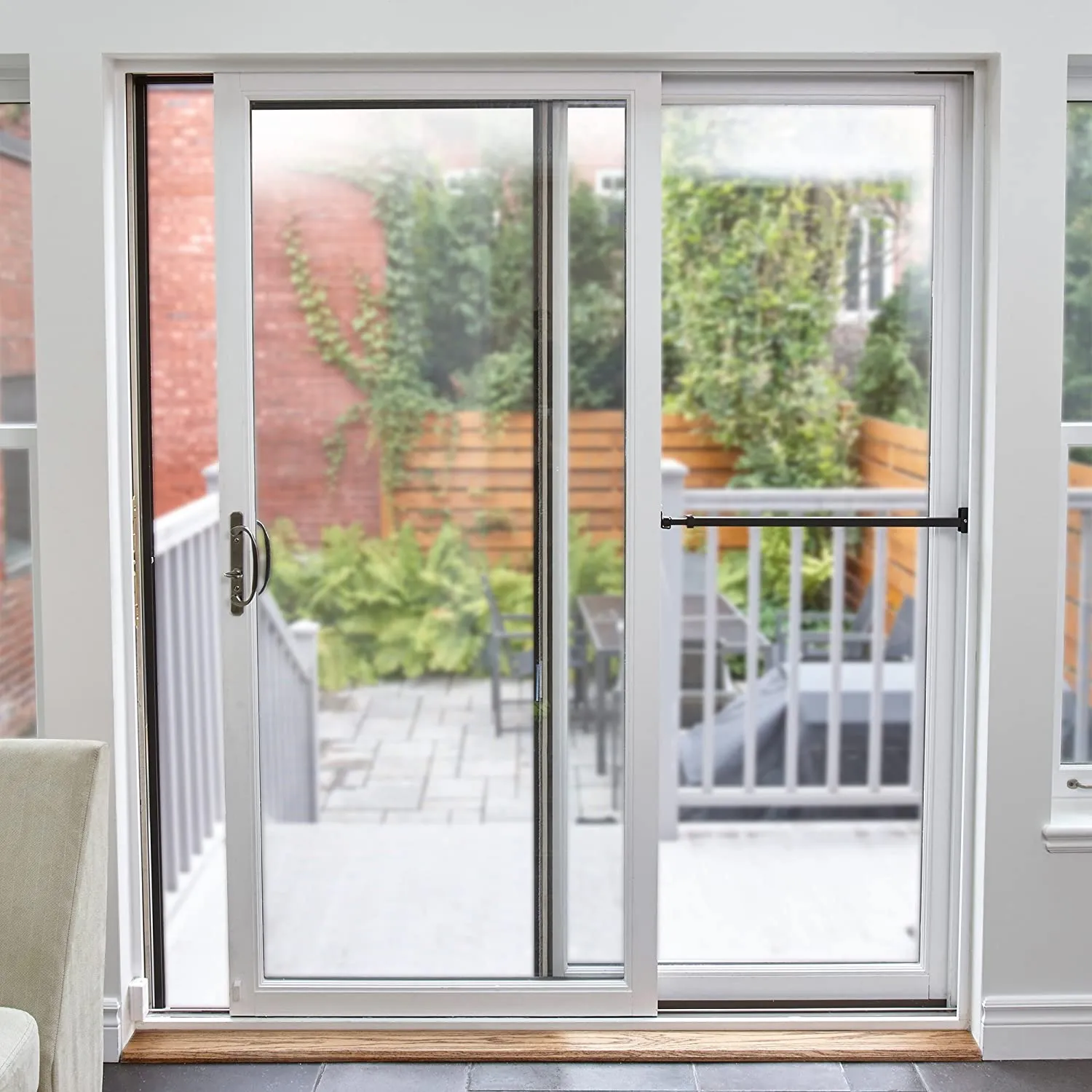 Ideal Security Inc. SK110BL Patio Door Security Bar, Black! Designed to be mounted in the middle of the patio door so you can easily lock and unlock your door without bending down every time you want to open the door.