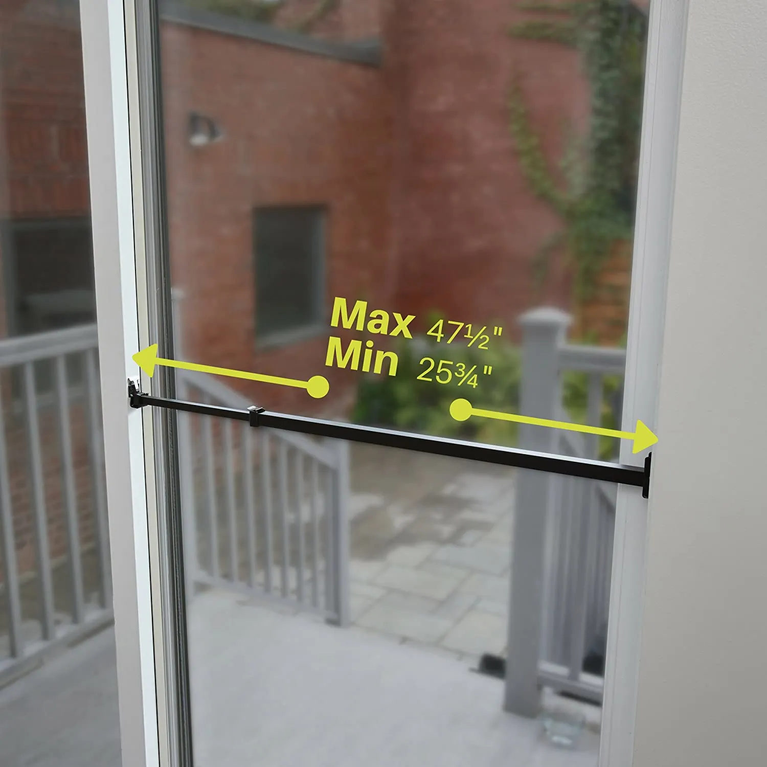 Ideal Security Inc. SK110BL Patio Door Security Bar, Black! Designed to be mounted in the middle of the patio door so you can easily lock and unlock your door without bending down every time you want to open the door.