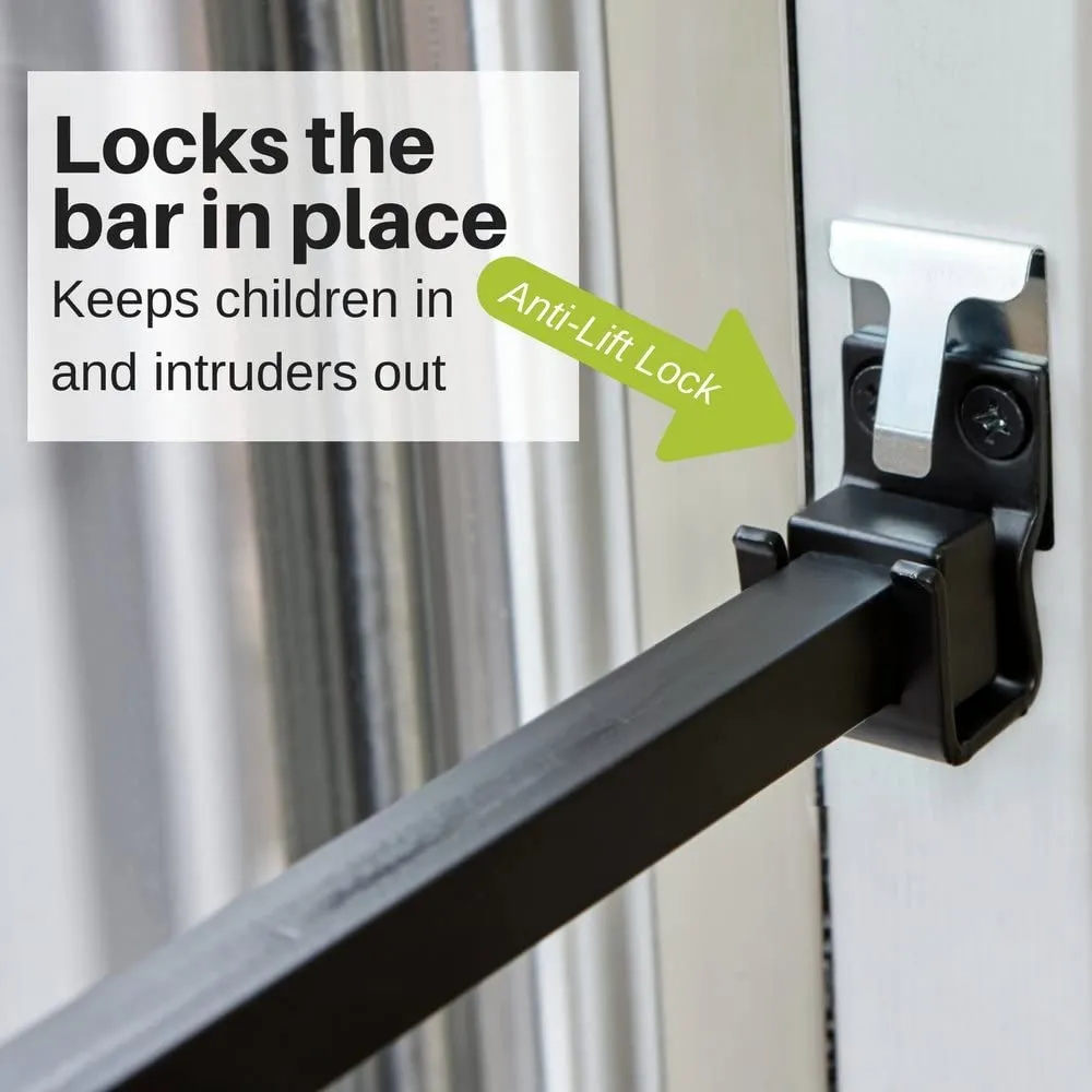 Ideal Security Inc. SK110BL Patio Door Security Bar, Black! Designed to be mounted in the middle of the patio door so you can easily lock and unlock your door without bending down every time you want to open the door.