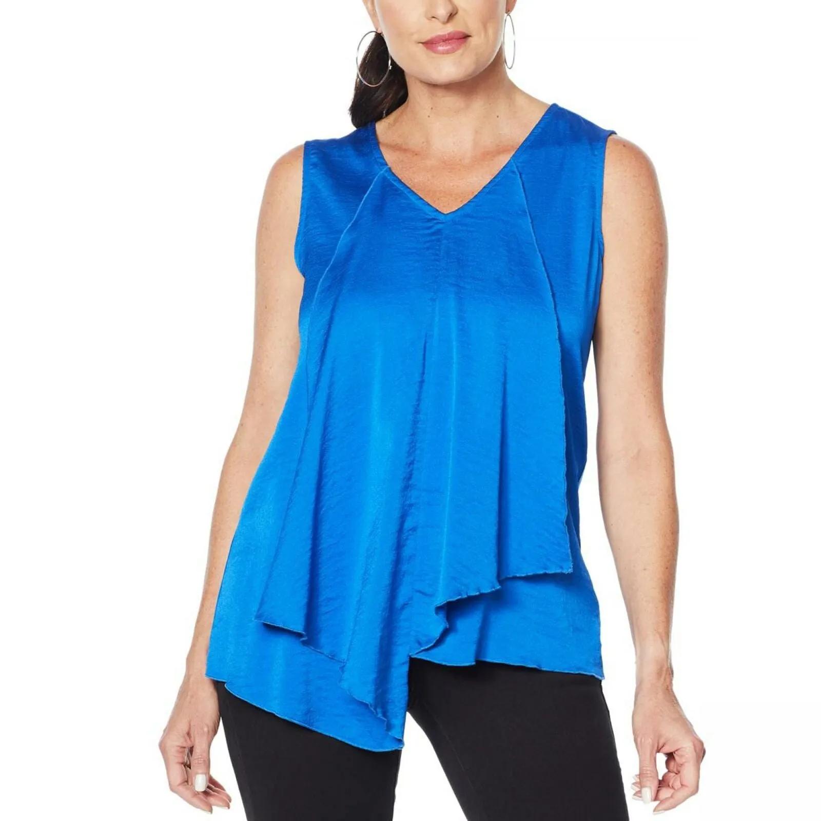 IMAN Women's Global Chic Asymmetric Tiered Tank Top