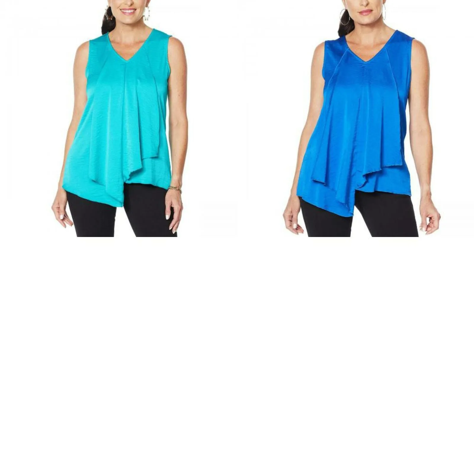 IMAN Women's Global Chic Asymmetric Tiered Tank Top