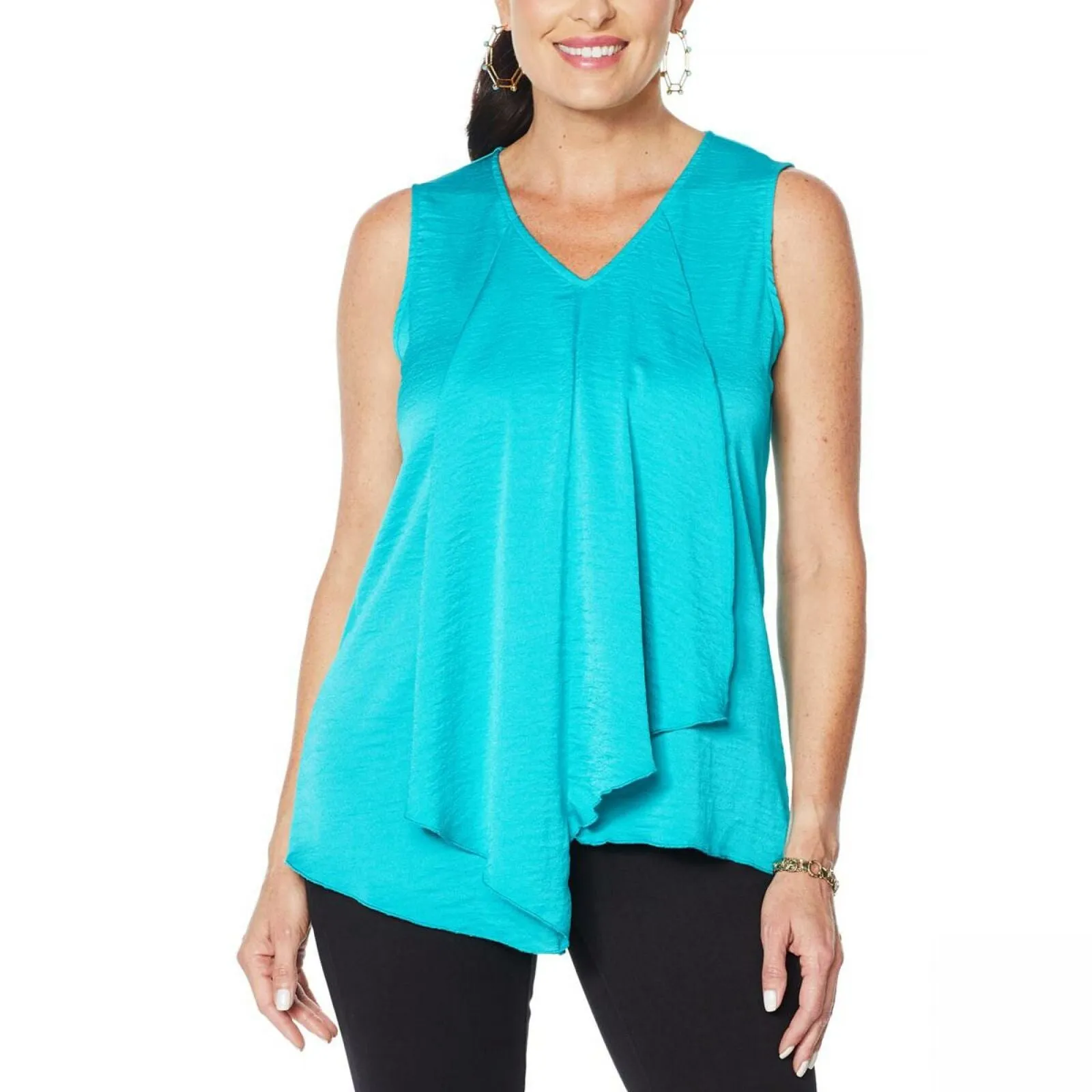 IMAN Women's Global Chic Asymmetric Tiered Tank Top