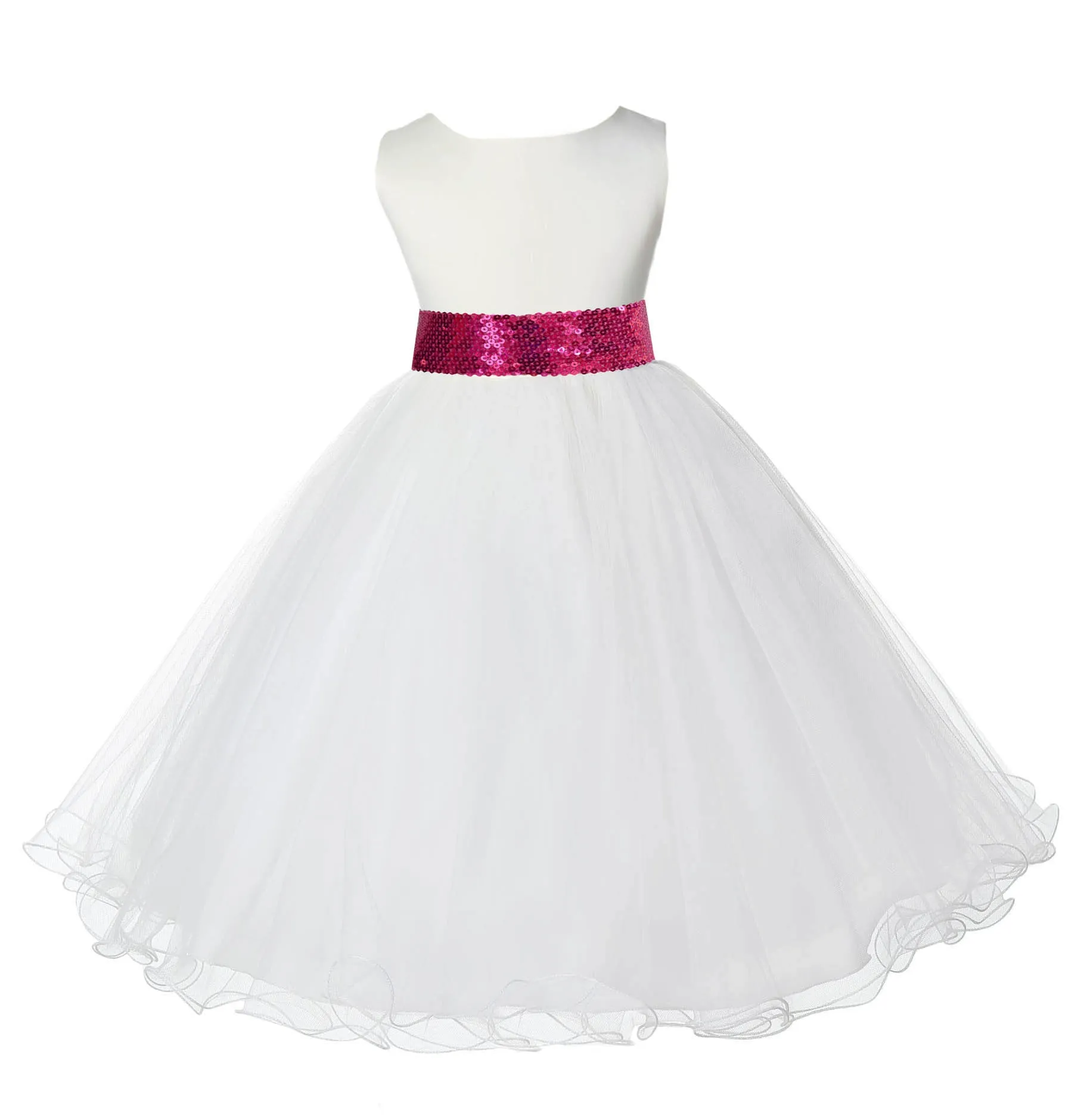 Ivory Formal Wedding Pageant Special Occasion Rattail Edge Tulle Sequin Mesh Flower Girl Dress 829mh