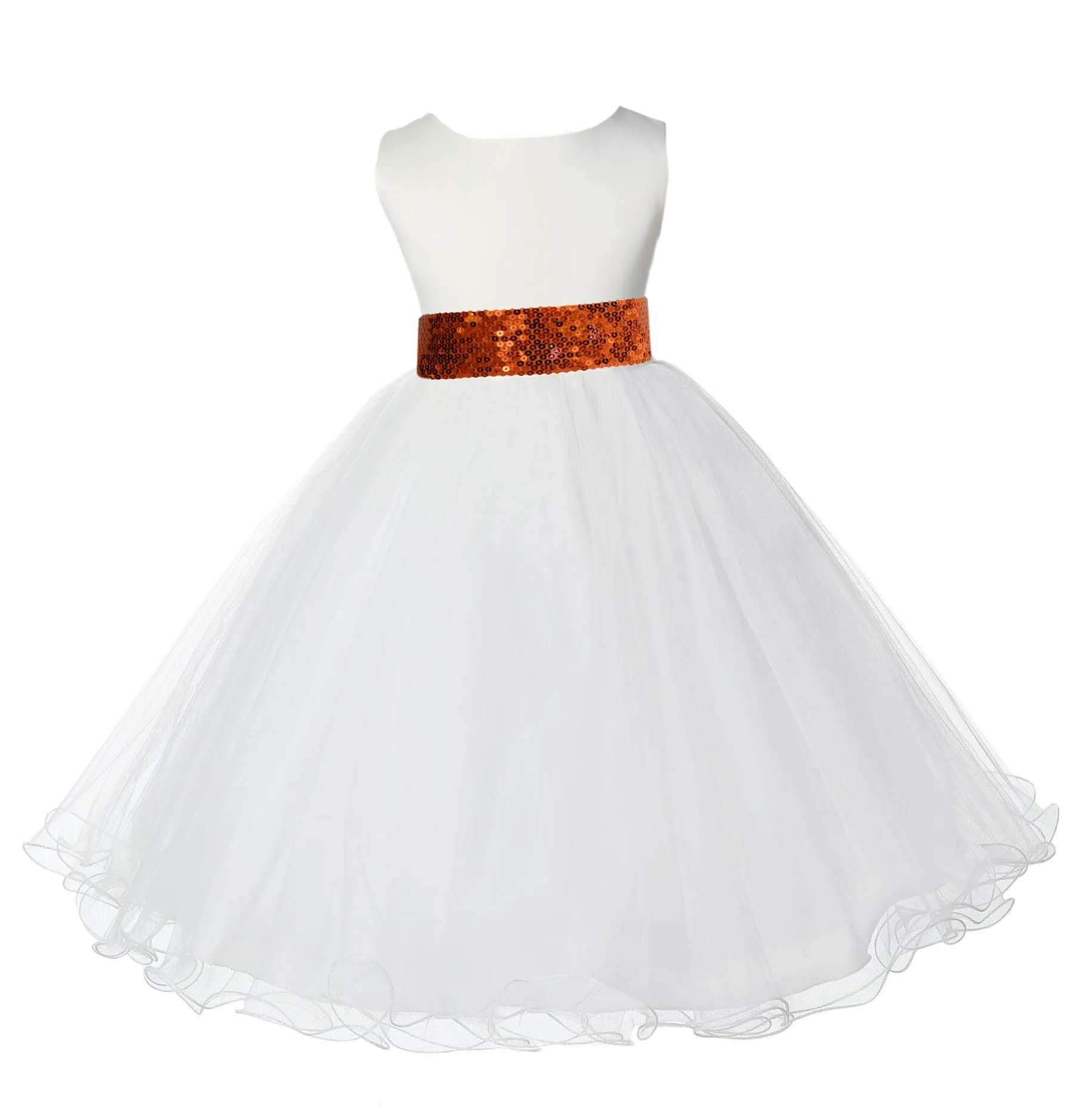 Ivory Formal Wedding Pageant Special Occasion Rattail Edge Tulle Sequin Mesh Flower Girl Dress 829mh