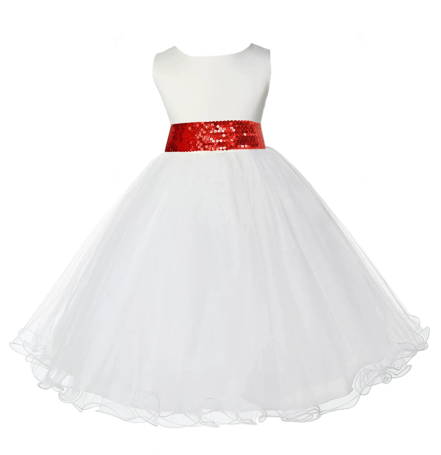 Ivory Formal Wedding Pageant Special Occasion Rattail Edge Tulle Sequin Mesh Flower Girl Dress 829mh