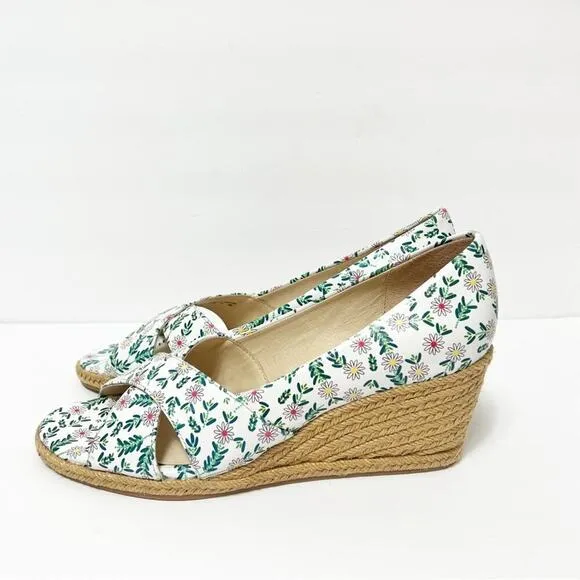 JACK ROGERS PALMER CRISSCROSS WEDGE ESPADRILLED WHITE DAISY SIZE 8.5 NEW