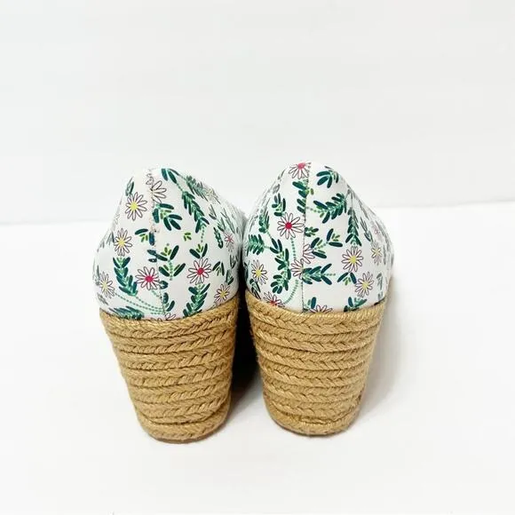 JACK ROGERS PALMER CRISSCROSS WEDGE ESPADRILLED WHITE DAISY SIZE 8.5 NEW
