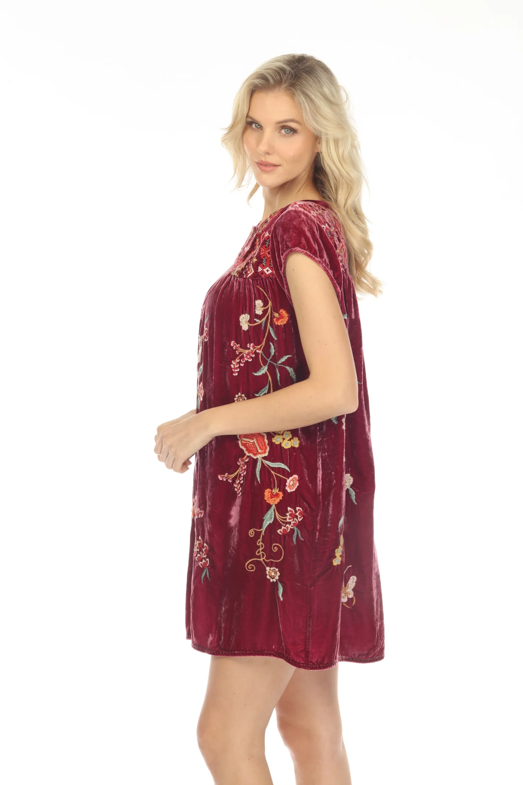 Johnny Was JWLA Suki Petal Sleeve Velvet Tunic Dress Boho Chic J38523