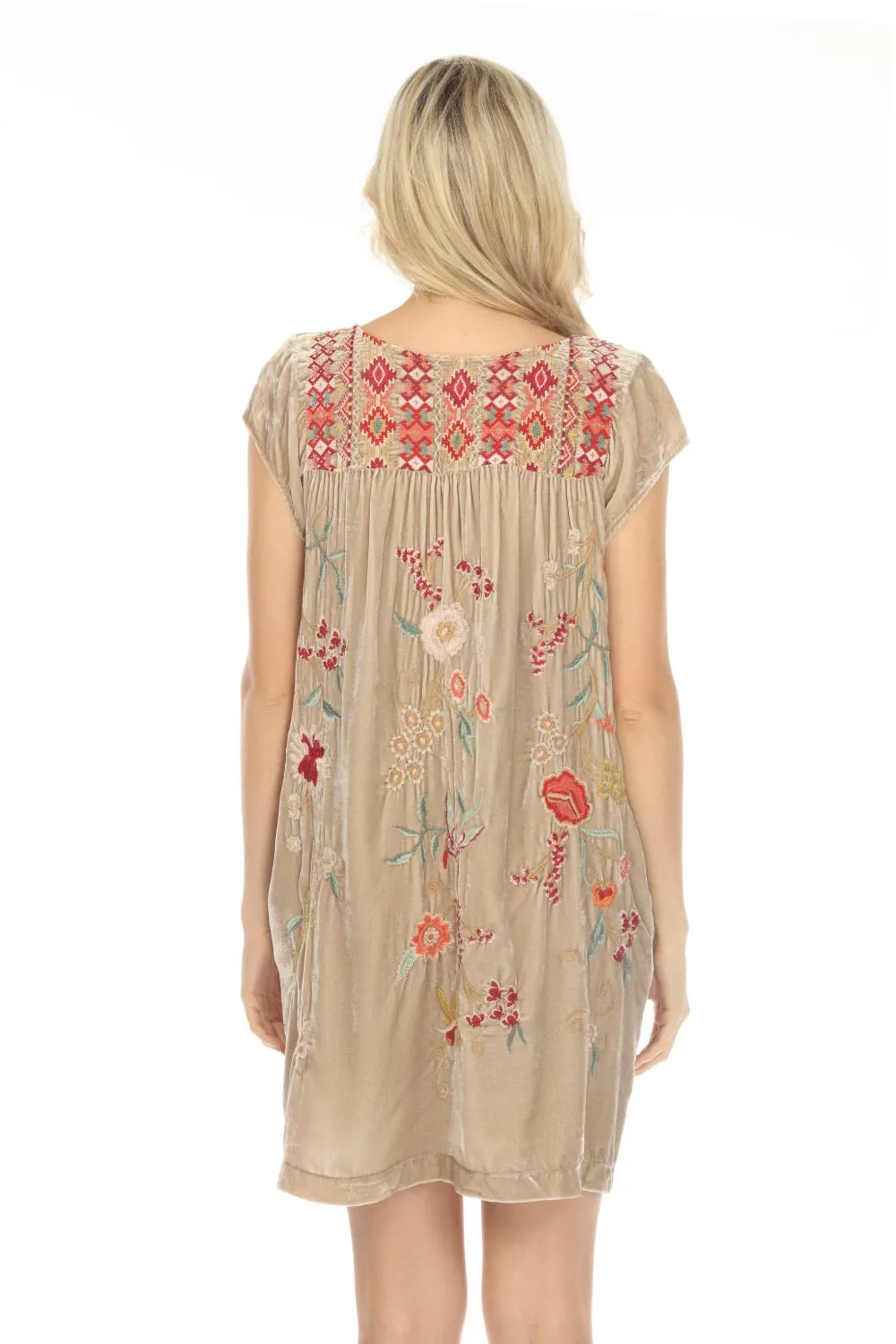 Johnny Was JWLA Suki Petal Sleeve Velvet Tunic Dress Boho Chic J38523