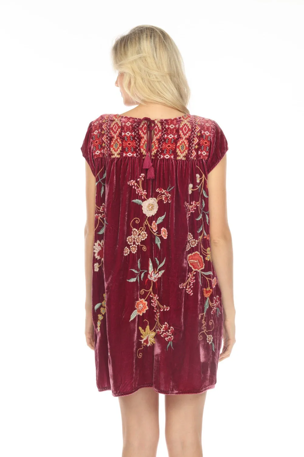 Johnny Was JWLA Suki Petal Sleeve Velvet Tunic Dress Boho Chic J38523
