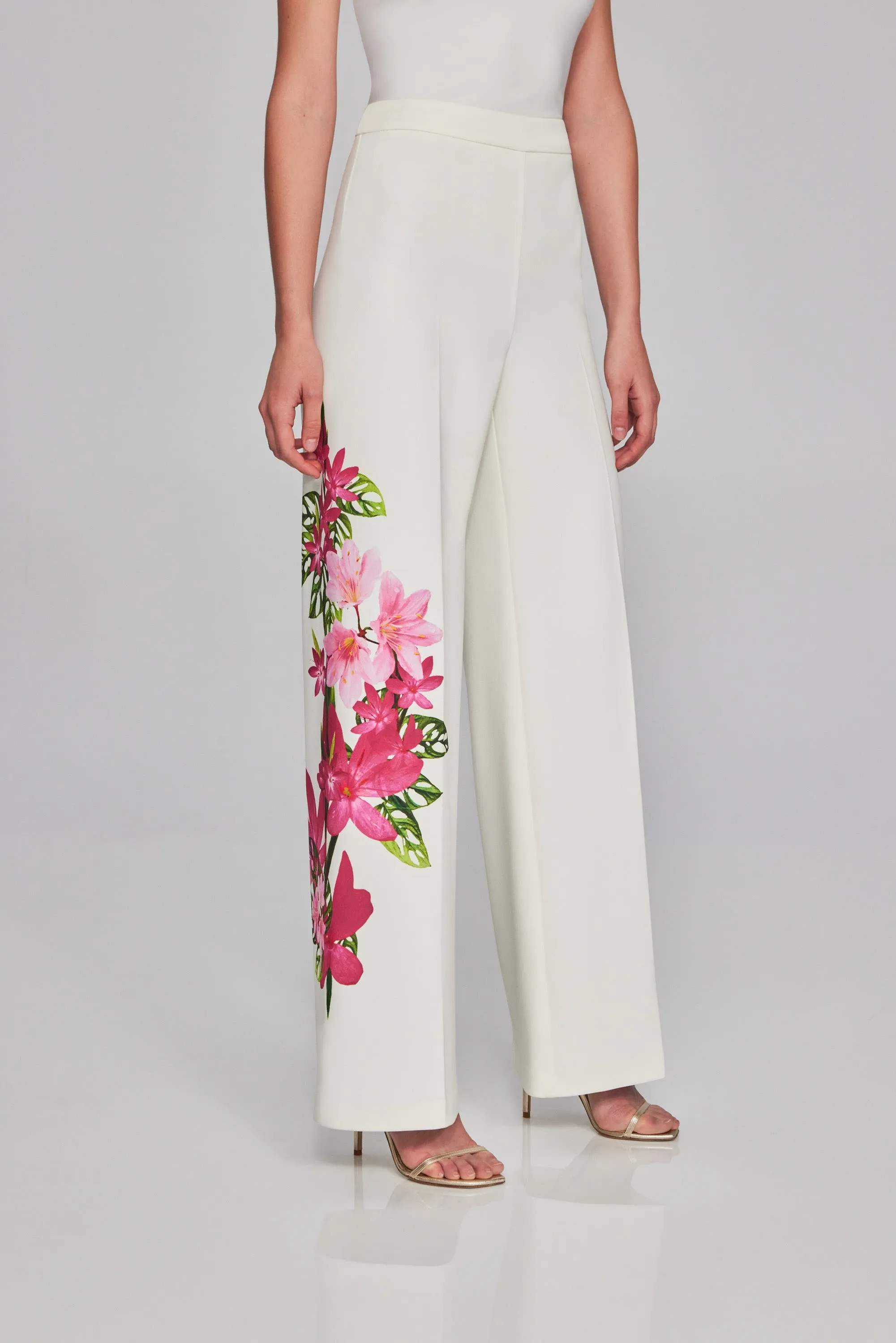 Joseph Ribkoff Floral Print Scuba Crepe Wide-Leg Pants