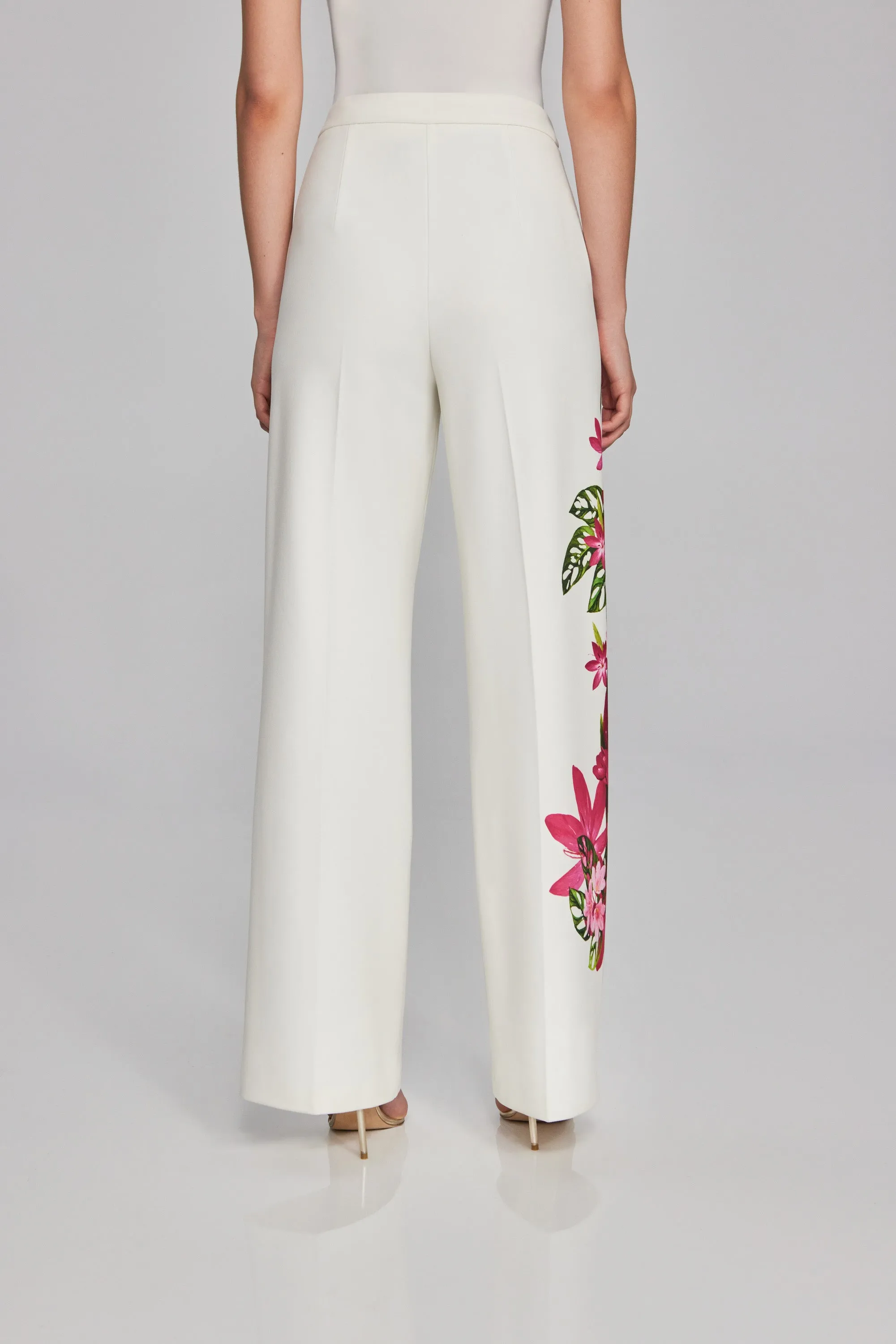 Joseph Ribkoff Floral Print Scuba Crepe Wide-Leg Pants