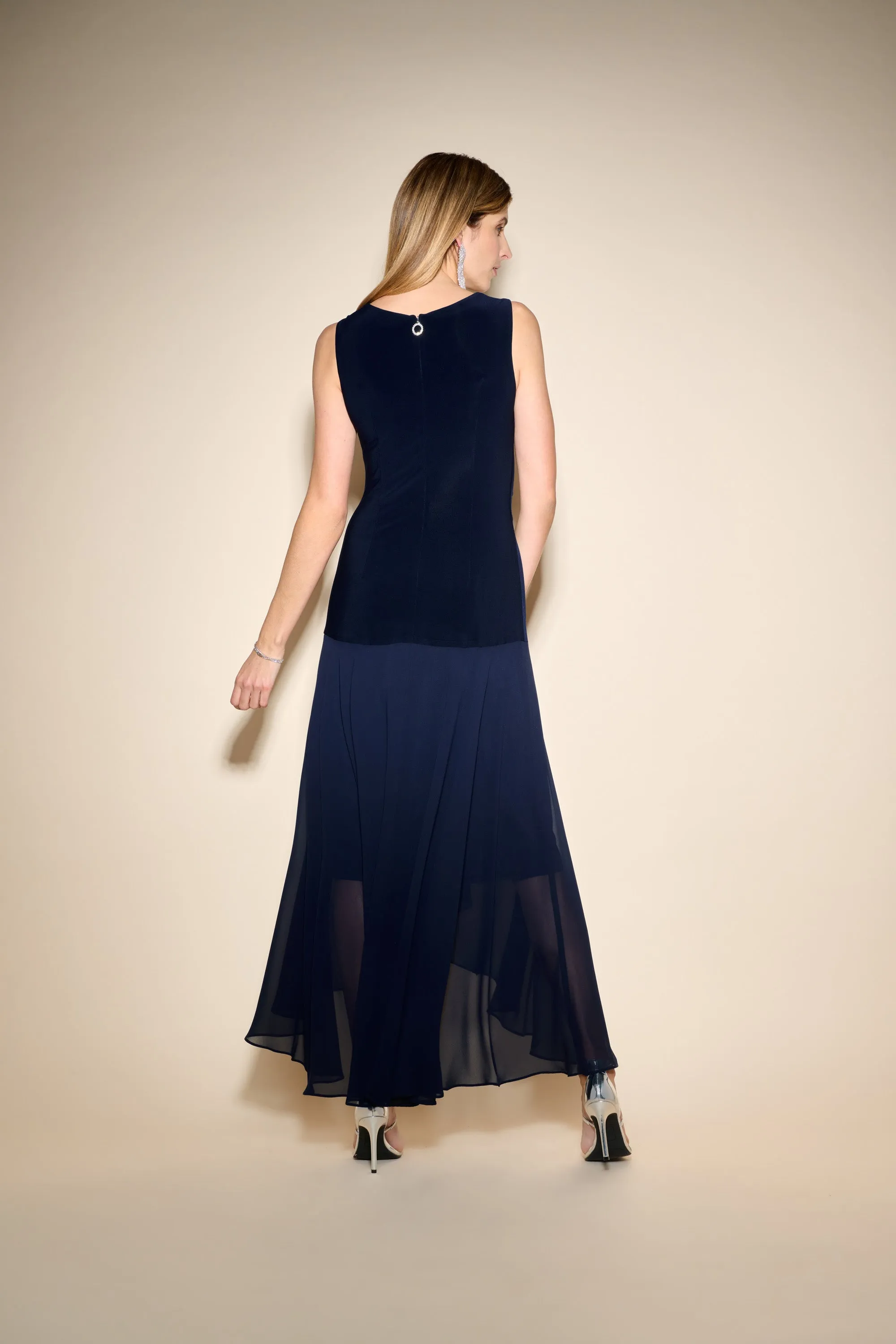 Joseph Ribkoff Pleated High-Low Maxi Dress