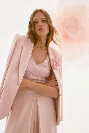 Joseph Ribkoff Signature | Woven Crepe Blazer with Sequin Flower