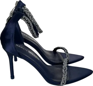 Karen Millen Blue Open Toe Diamante Heel UK 6 EU 39 👠