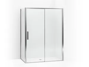 KOHLER K-706093-L Torsion Frameless sliding shower door with return panel, right-hand door, 76-7/8"H x 60"W x 36"W in Bright Polished Silver